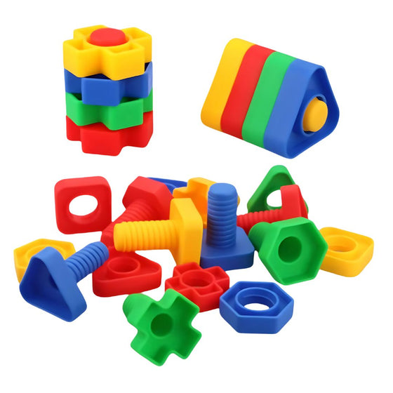 PLASTIC NUTS AND BOLTS (16 SETS)